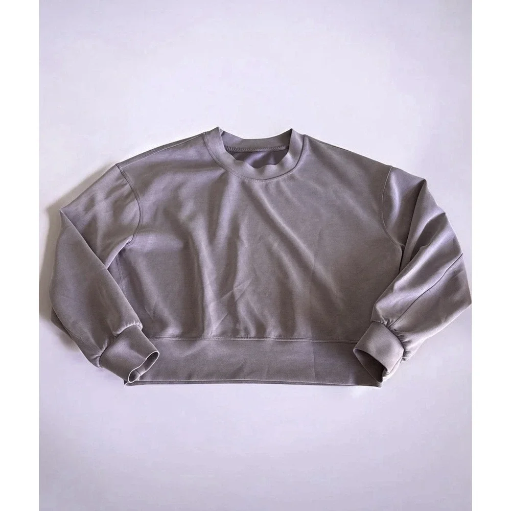 LULULEMON Softstreme Perfectly Oversized Crop Sweatshirt Sz ~2 Purple Lavender